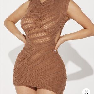Fashion Nova Brown Textured Mini Dress